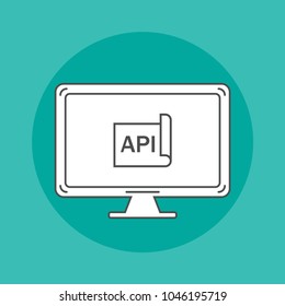 Codding line icon on monitor