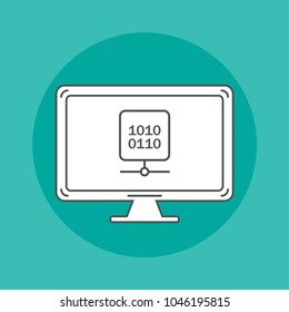 Codding line icon on monitor