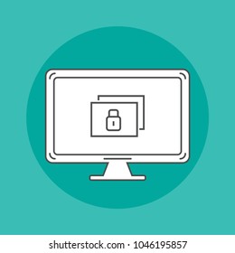 Codding line icon on monitor