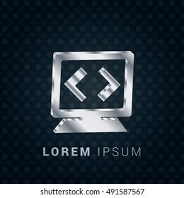 Code 3D silver/platinum metallic chromium precious Icon / Logo Design