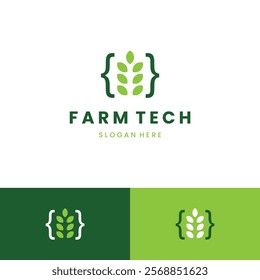 code agriculture logo, grain combine with code logo, farm technology modern logo concept