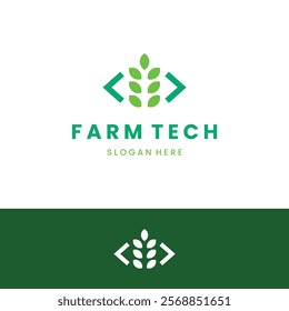 code agriculture logo, grain combine with code logo, farm technology modern logo concept