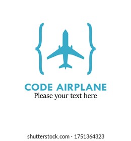 Code airplane logo design template illustration