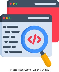 Code Analysis Icon Flat Vector Illustration