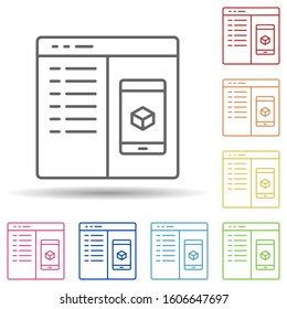 Code, augmented reality, website in multi color style icon. Simple thin line, outline vector of augmented reality icons for ui and ux, website or mobile application