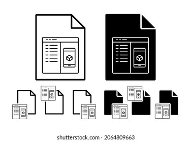 Code, augmented reality, website vector icon in file set illustration for ui and ux, website or mobile application