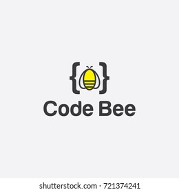 code bee logo illustration design template isolated on white background