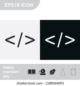 Code black and white vector icon.