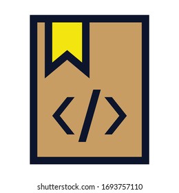Code Book. Coding Manual. Simple Vector Color Icon.