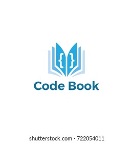 code book logo design template. programmer logo icon. book logo.