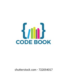 code book logo illustration. color full logo design template. book logo. coding icon. programmer logo icon vector.