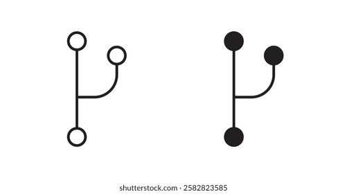 Code branch filled and outlined icons vectors on white background