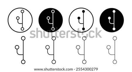 Code branch icon Black and white outline vector