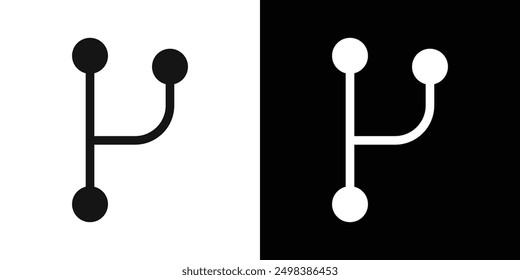 Code branch icon flat line symbol set.