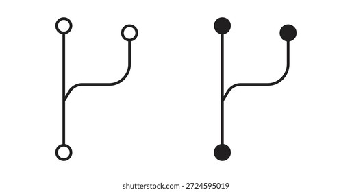 Code branch icon with line and silhouette versions.