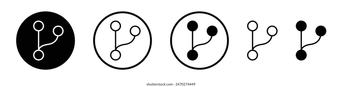 Code branch icon set. Merge data request vector symbol in route code sign style.