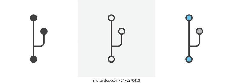 Conjunto de iconos de rama de código. Símbolo de Vector de la solicitud de combinación de datos en el código de enrutamiento.