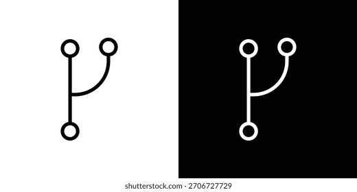 Code branch icon. Vector linear icon isolated in black and white