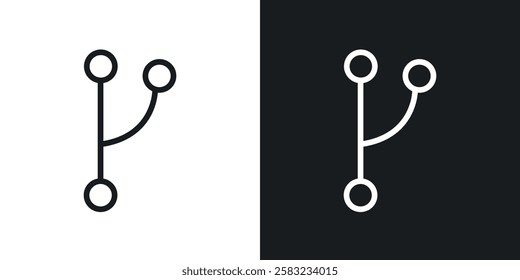 Code branch icons in black and white liner strokes for web design.
