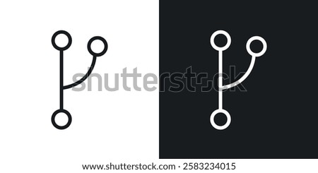 Code branch icons in black and white liner strokes for web design.