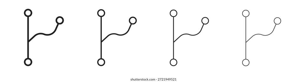 Los iconos de código de rama delinean el diseño de Vector negro. Línea con trazo editable.
