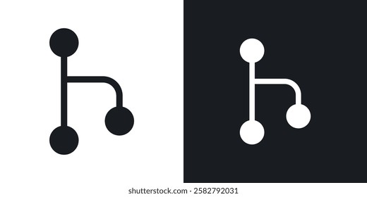 Code branch icons set vectors black and colored style