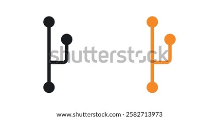 Code branch icons set vectors black and colored style