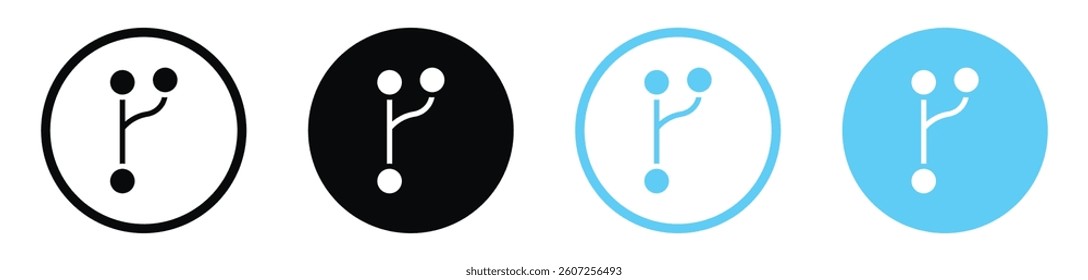 Code branch vector icons in black and blue colors