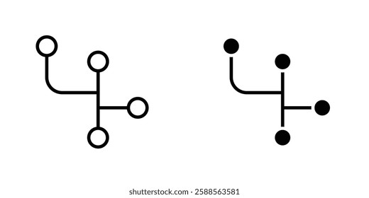 Code branch vectors icons set in filled and strokes on white background