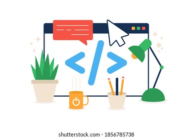 code in the browser icon. Element of cyber security icon for mobile concept and web apps. Colored code in the browser icon can be used for web and mobile vector flat illustration