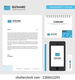 Code Business Letterhead, Calendar 2019 and Mobile app design vector template