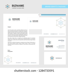 Code Business Letterhead, Envelope and visiting Card Design vector template