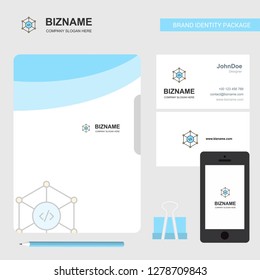 Code Business Logo, File Cover Visiting Card and Mobile App Design. Vector Illustration