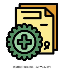 Code card icon outline vector. Passport health. Vaccine certificate color flat