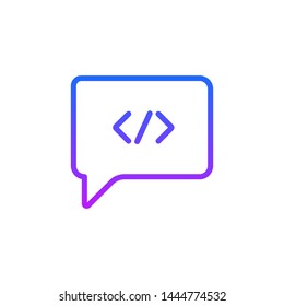 Code Chat, Code Commenting Flat Icon. Dialogue, chat, script, code. Information technology concept. Vector illustration can be used for topics like coding, software, developer communication