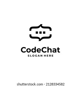 code chat logo design on isolated background, bubble speech with code symbol logo icon
