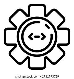 Code in circle cogwheel icon. Outline code in circle cogwheel vector icon for web design isolated on white background