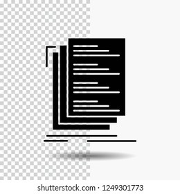 Code, coding, compile, files, list Glyph Icon on Transparent Background. Black Icon