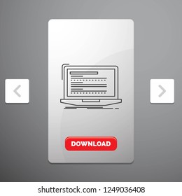 Code, coding, computer, monoblock, laptop Line Icon in Carousal Pagination Slider Design & Red Download Button