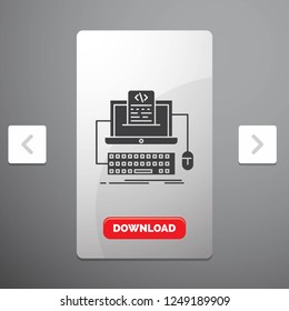 Code, coding, computer, monoblock, screen Glyph Icon in Carousal Pagination Slider Design & Red Download Button
