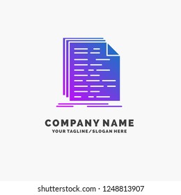 Code, coding, doc, programming, script Purple Business Logo Template. Place for Tagline.