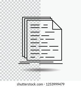 Code, coding, doc, programming, script Line Icon on Transparent Background. Black Icon Vector Illustration