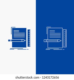 Code, coding, file, programming, script Line and Glyph web Button in Blue color Vertical Banner for UI and UX, website or mobile application