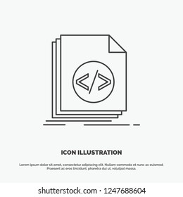 Code, coding, file, programming, script Icon. Line vector gray symbol for UI and UX, website or mobile application