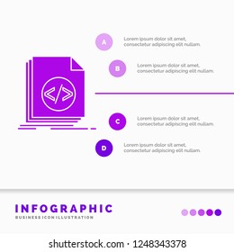 Code, coding, file, programming, script Infographics Template for Website and Presentation. GLyph Purple icon infographic style vector illustration.