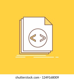 Code, coding, file, programming, script Flat Line Filled Icon. Beautiful Logo button over yellow background for UI and UX, website or mobile application