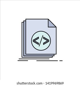 Code, coding, file, programming, script Flat Color Icon Vector