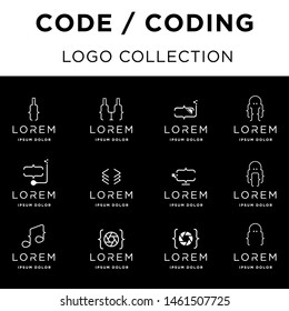 code coding logo design set vector template