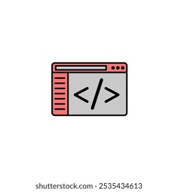 Ícone de vetor de cor de código no plano de fundo branco. Vetor de estoque EPS10