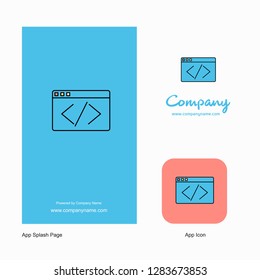 Code Company Logo App Icon and Splash Page Design. Creative Business App Design Elements